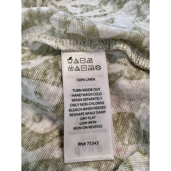 Rachel Zoe 100% Linen Tropical Print Boat Neck Cap Sleeve Top Size Small - Picture 7 of 8